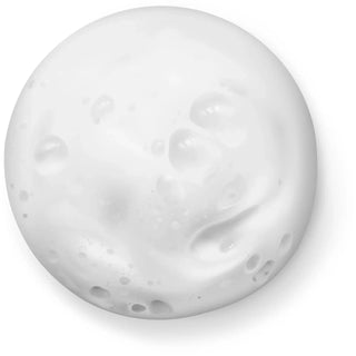 A frothy white mass of bubbles produced by my Geisha Cannabis Bath & Shower Gel  lather texture on a white background