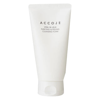 A tube of ACCOJE Vital in Jeju Purifying Peeling Cleansing Foam.